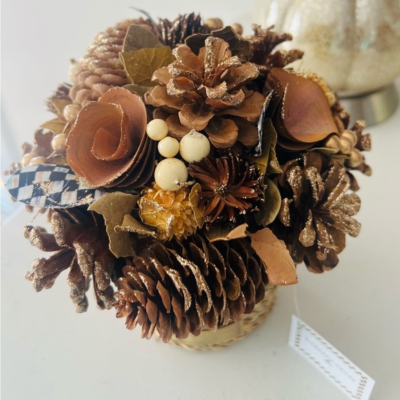Mackenzie-Childs Pinecone Basket with Checkered Design - Picture 2 of 5